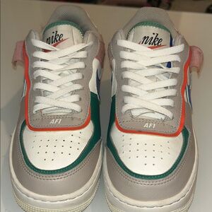Nike AF1 White Green Orange Gray Sneakers